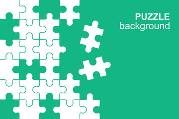 White details of puzzle on Green background. Flat Style