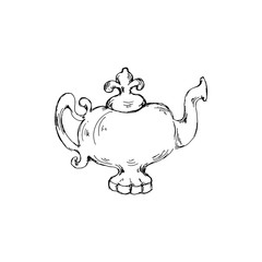 Alice in Wonderland sketched icons coloring page  isolated on white background
