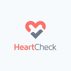 Heart with check mark logo design vector template