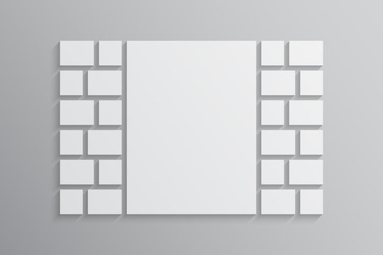 Vector empty collage board 25 square images photos