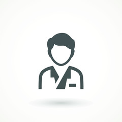 Medical Doctor Icon Male Health Care Physician With Stethoscope around his neck. Family doctor - a provider of patient care flat design template vector isolated illustration