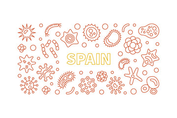 2019-nCoV Novel Coronavirus in Spain vector concept outline horizontal illustration or banner
