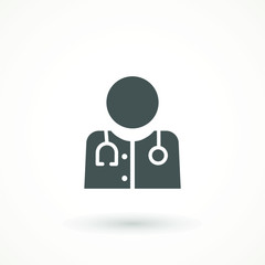 Medical Doctor Icon Male Health Care Physician With Stethoscope around his neck. Family doctor - a provider of patient care flat design template vector isolated illustration
