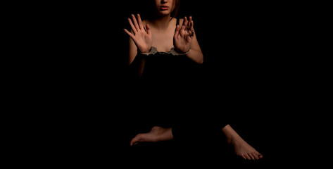 No violence to the drawn woman on a black background