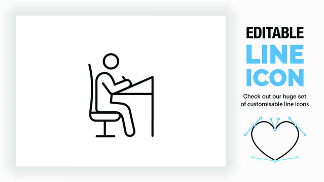 Editable line icon of a stick figure architect or graphic designer, part of a huge set of line icons! 