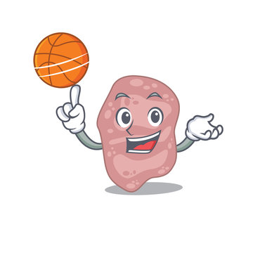 Gorgeous verrucomicrobia mascot design style with basketball