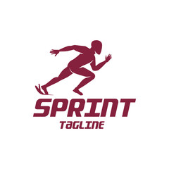 Running sprint jogging minimalist athletics logo design template vector