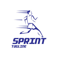 Running sprint jogging minimalist athletics logo design template vector