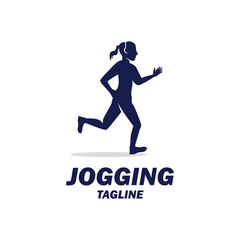 Fototapeta na wymiar Running sprint jogging minimalist athletics logo design template vector