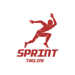 Running sprint jogging minimalist athletics logo design template vector