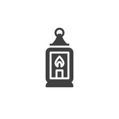 Candle lantern vector icon. filled flat sign for mobile concept and web design. Ornamental lantern with burning candle glyph icon. Symbol, logo illustration. Vector graphics