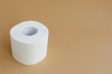 roll of white toilet paper on a brown background