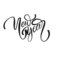 Happy New Year 2021 typographic emblems. Vector logo, text design. Black, white and glitter. Usable for banners, greeting cards, gifts etc.