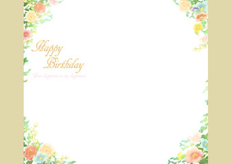 誕生日カード　お花のフレーム　素材2