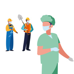 professional people wearing face mask