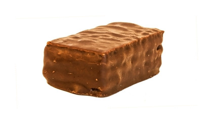 Chocolate waffle candy isolated on a white background