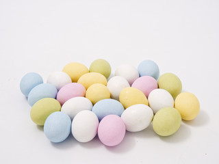 Fototapeta na wymiar gift set of easter colored eggs on a white background