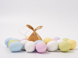 gift set of easter colored eggs on a white background
