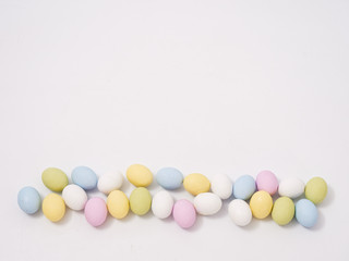 gift set of easter colored eggs on a white background