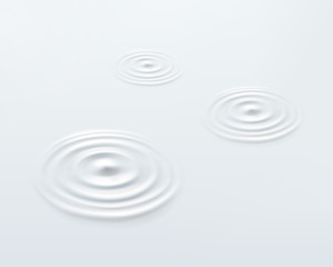 Fototapeta na wymiar Milk circle ripple, splash water waves from drop top view on white background. Vector cosmetic cream, shampoo, milky product or yogurt swirl round texture surface template