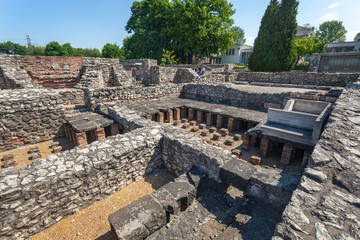 Ruins of roman town Aquincum in the outskirt of Budapest, Hungary