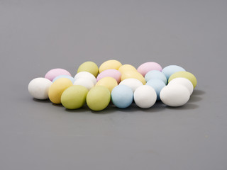 gift set of easter colored eggs on a white background