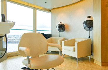 Beauty Salon and hair stylist shop on cruiseship or cruise ship liner