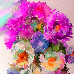 Abstract bright colored decorative background . Floral pattern handmade . Beautiful tender romantic summer rose flower , made in the technique of watercolors from nature.