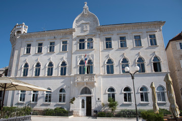 Fototapeta premium Tower, in Trogir, port and historical city on the Adriatic sea coast, Split-Dalmatia region, Croatia, Europe.
