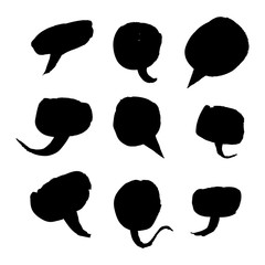 Set of comic bubbles drawn with ink and feather. Black and white vector illustration. It can be used in stores, supermarkets, boutiques, on sites, booklets, price tags, in the mailing list, poster.