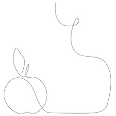 Apple tree continuous line drawing, vector illustration