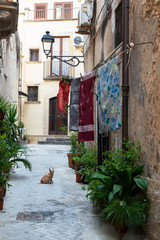 Street of Syracuse, Sicily. Travel destination. Tourism. Unique Sicilian flavor