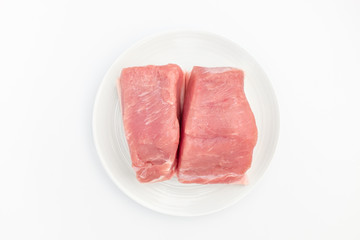 Pork hind leg on white background