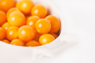 Gooseberries. Studio shot against white background.