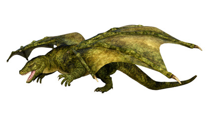 3D Rendering Fairy Tale Dragon on White