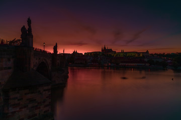 Fototapeta premium Praga ponte Carlo al tramonto