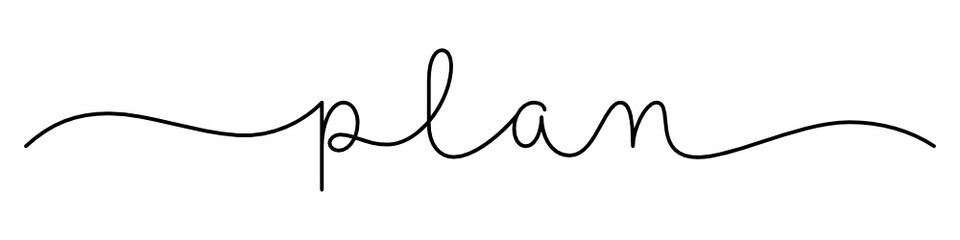 PLAN black vector monoline calligraphy banner with swashes