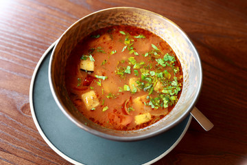 Bozbash mutton soup in bowl