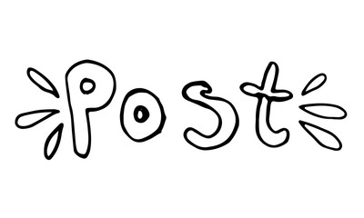 Post hand drawn vector lettering. Delivery service illustration. Hand written inscription for postal office or company. Isolated text
