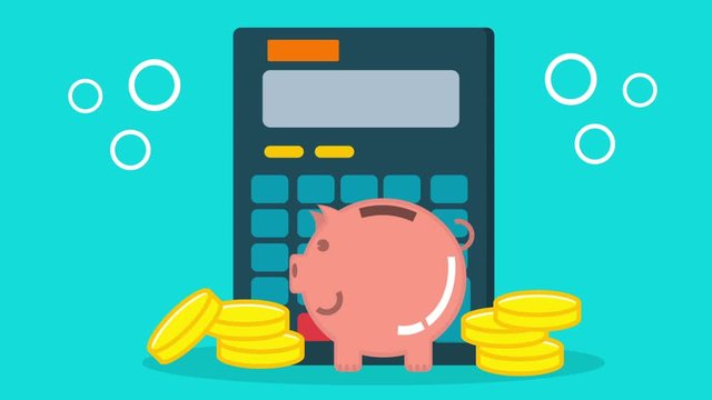 piggy bank with calculator and coin money for investment concept animation symbol