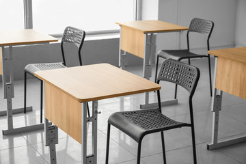 Interior of modern empty classroom