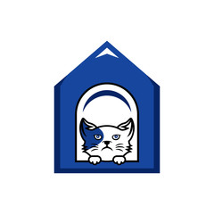 Cat logo icon vector. Cute animal cat design illustration. Simple design on modern logo.