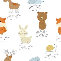 Wall murals Little deer Vector forest pattern.