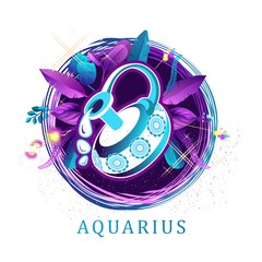 Aquarius zodiac sign white background