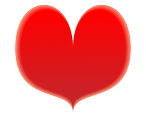 Illustration with a red valentine heart on white background.