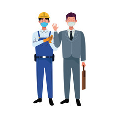 male workers using face masks for covid 19