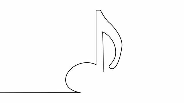 Self drawing animation of one line drawing of music notes.