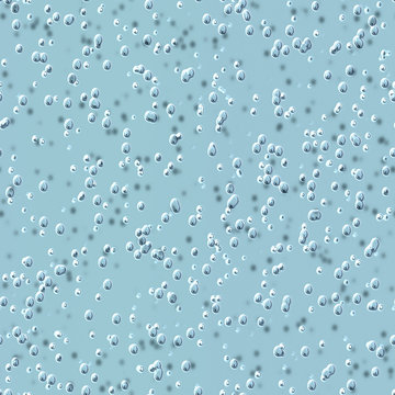 seamless pattern of sparkling water bubbles on transparent glass