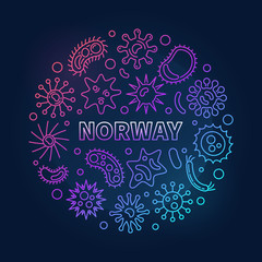 Coronavirus in Norway vector circular concept colorful thin line illustration on dark background