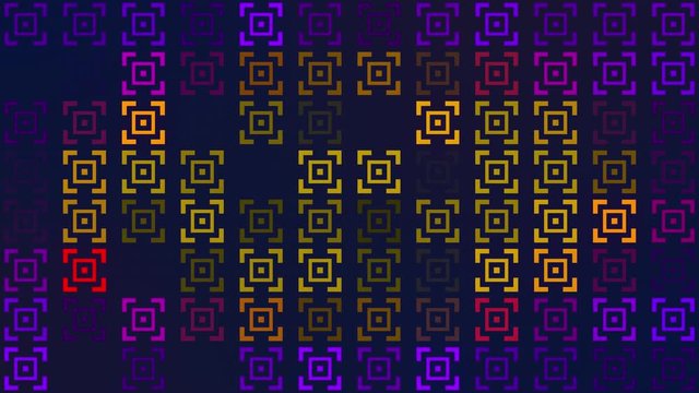 The kaleidoscope of bright yellow and violet squares.